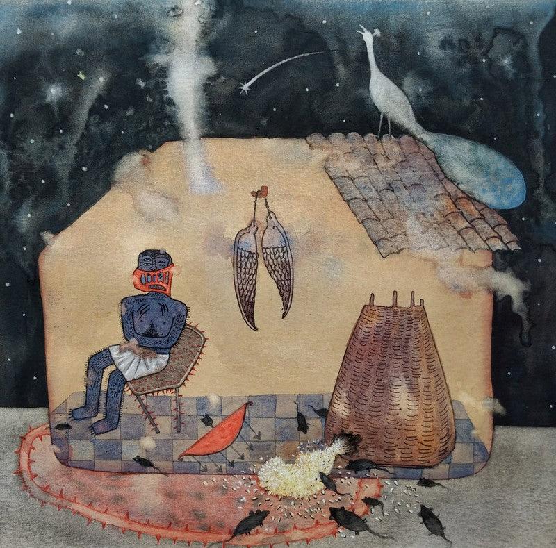 contemporary watercolor painting titled 'Untitled 13', 12x12 inches, by artist Sagar Kamble on Paper