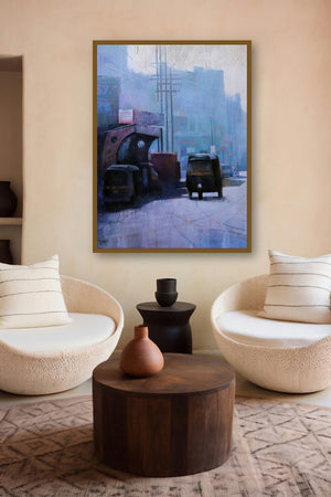 Untitled 13 (Misty Morning Commute) by artist Dinesh Mane displayed in a Luxury gallery