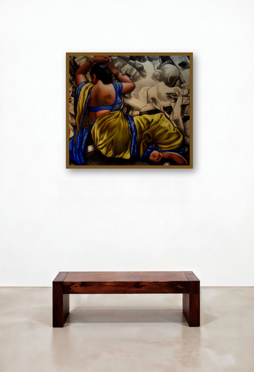 Untitled 13 (A Moment of Tranquility) by artist Arya Chowdhury displayed in a Luxury Hallway
