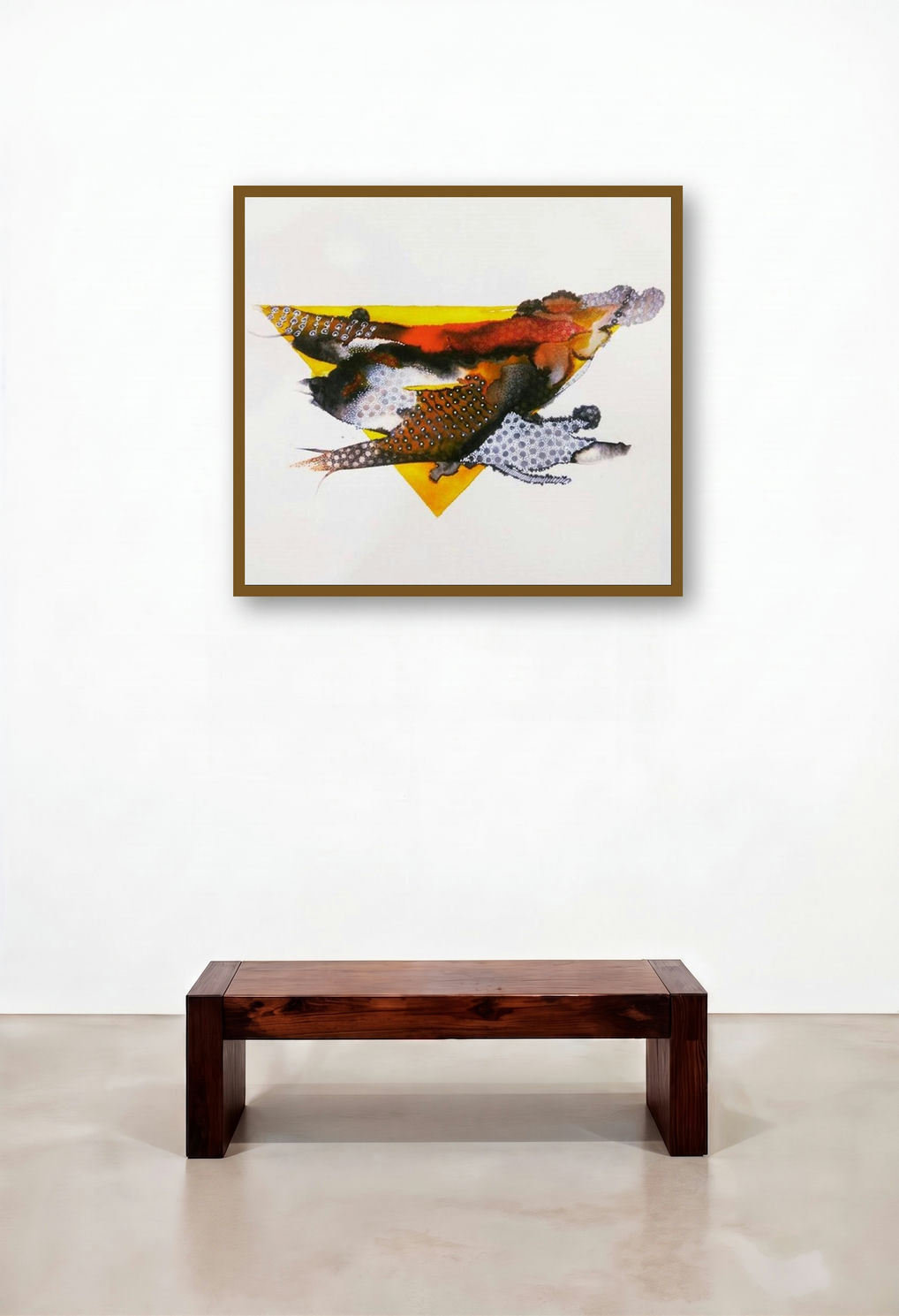 Untitled 13 (Dynamic Equilibrium) by artist Huma Khan displayed in a Minimalist Hotel Suite