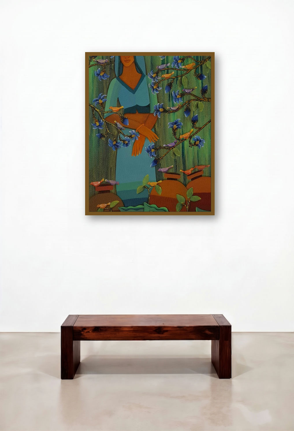 Untitled 13 (Serene Reflection) by artist Sadaf Beg Khan displayed in a Boutique Hotel Style Family Room