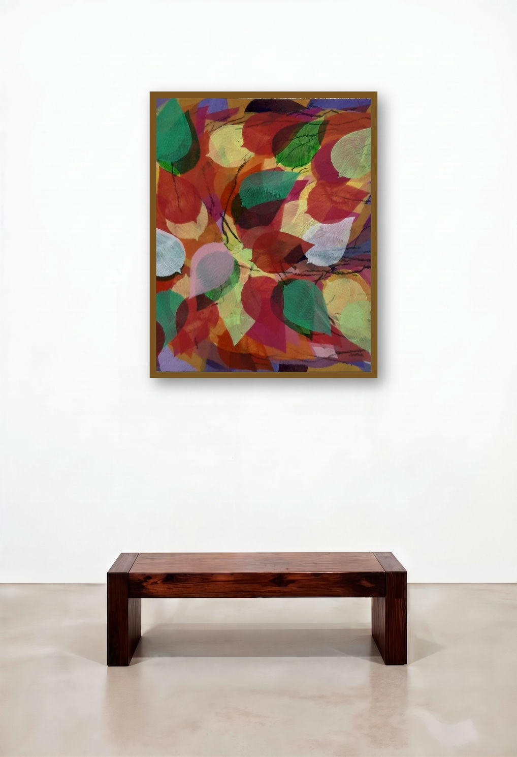 Untitled 13 (Autumn Leaves) by artist Rahim Mirza displayed in a Traditional Reception Area