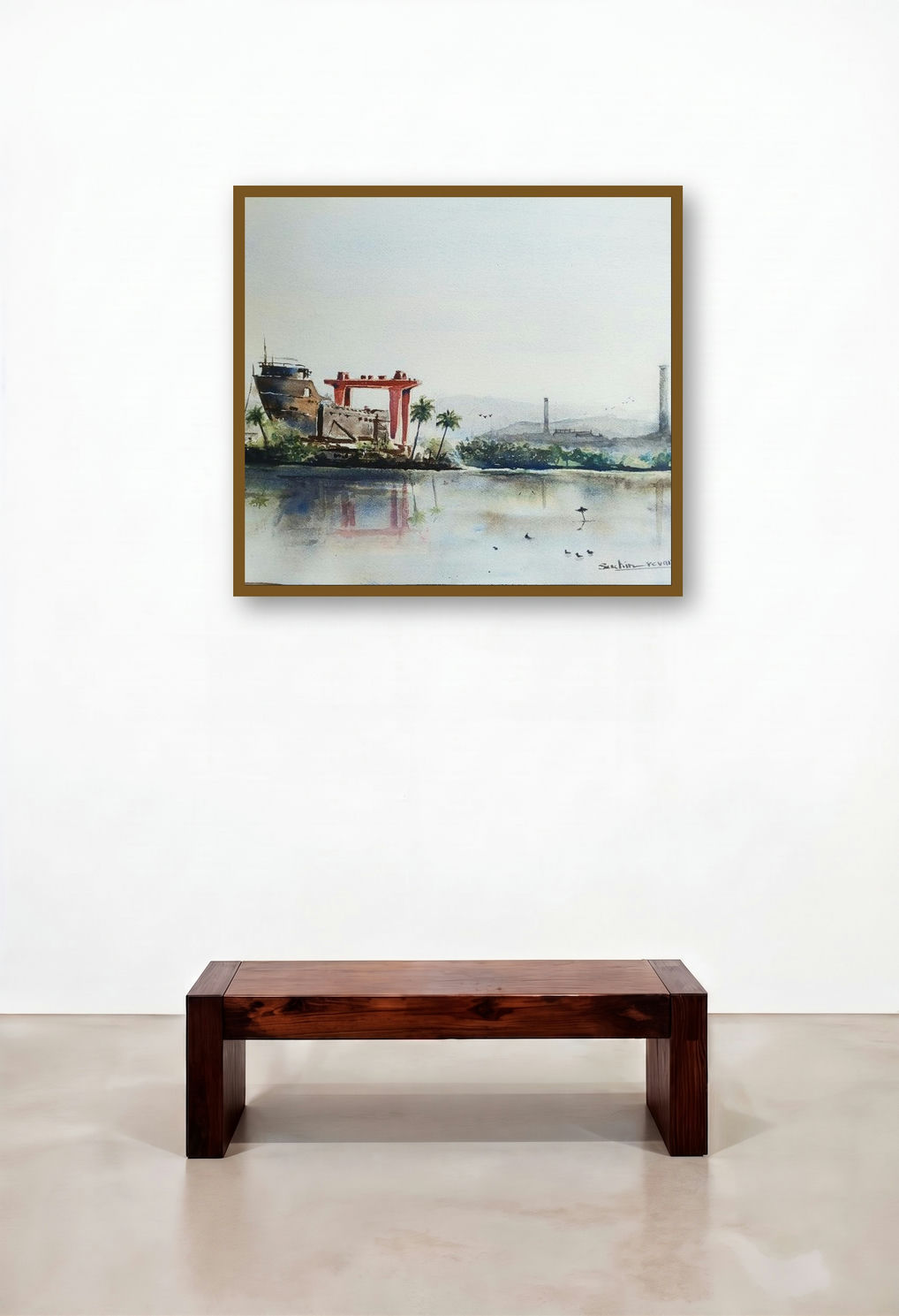 Untitled 13 (Industrial Serenity) by artist Sachin Revankar displayed in a Eclectic Study