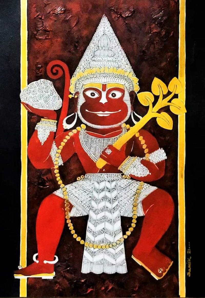 Religious acrylic ink painting titled 'Untitled 13', 17x12 inches, by artist Samik De on Paper