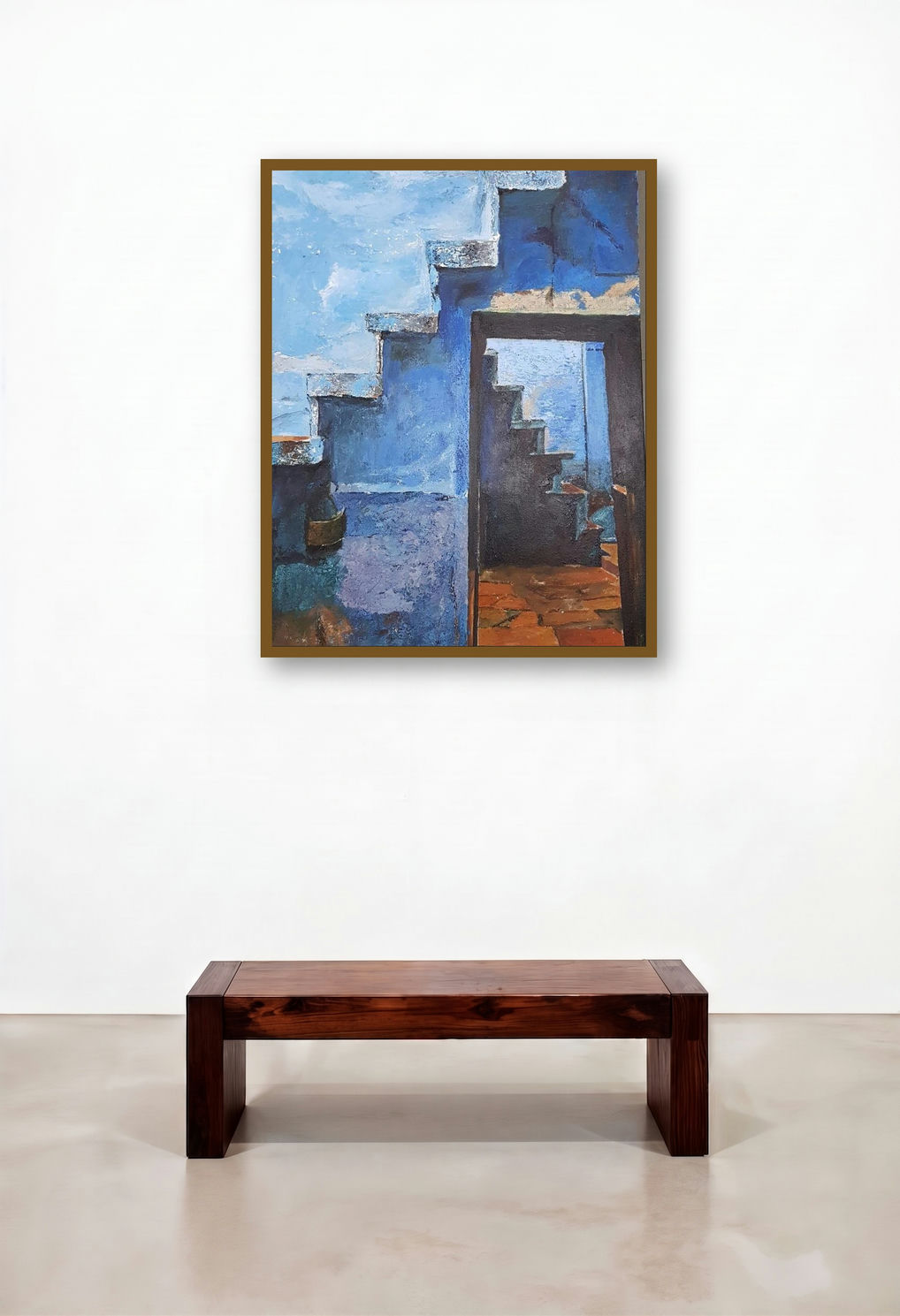 Untitled 13 (Pathways and Perspectives) by artist Rajashree Sutar displayed in a Scandinavian Hotel Suite