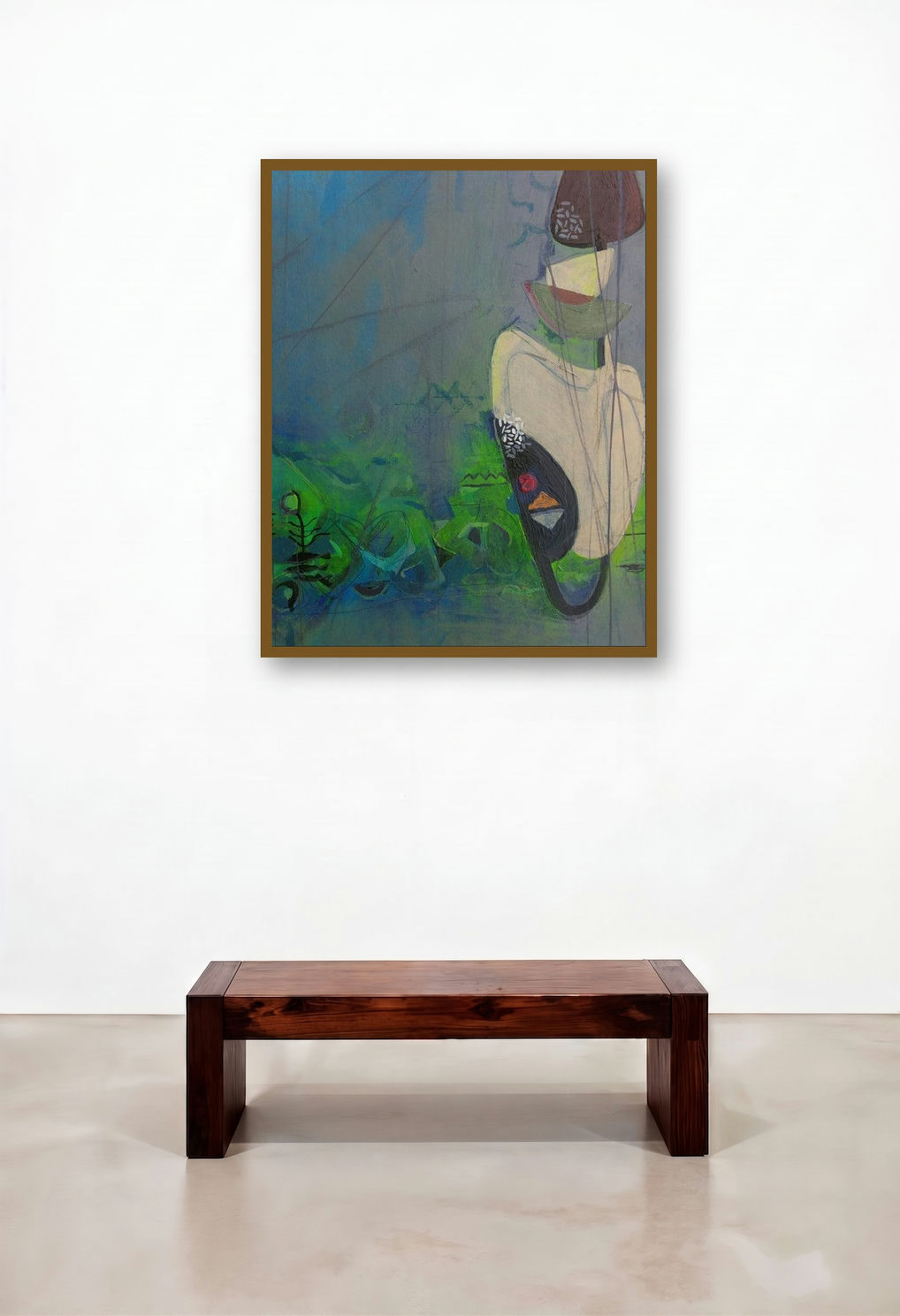 Untitled 131 (Serene Abstraction) by artist Narendra Jatav displayed in a Coastal Library
