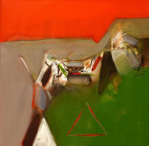 Abstract acrylic painting titled 'Untitled 132', 18x18 inches, by artist Shrikant Kadam on Canvas