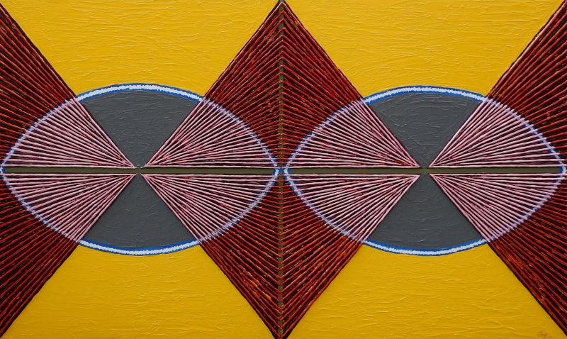 Abstract acrylic painting titled 'Untitled 133', 36x60 inches, by artist Sandesh Khule on Canvas