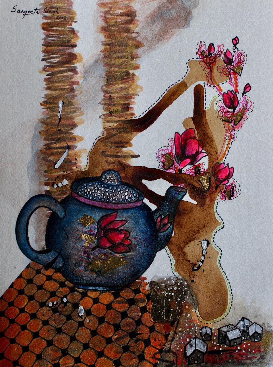 Still-life acrylic painting titled 'Untitled 136', 11x10 inches, by artist Sangeeta Singh on Paper