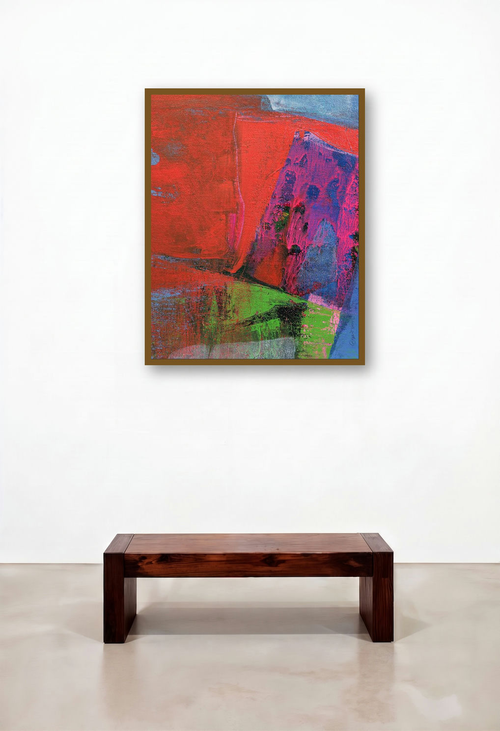 Untitled 137 (Red Blue) by artist Siddhesh Rane displayed in a Designer Hallway