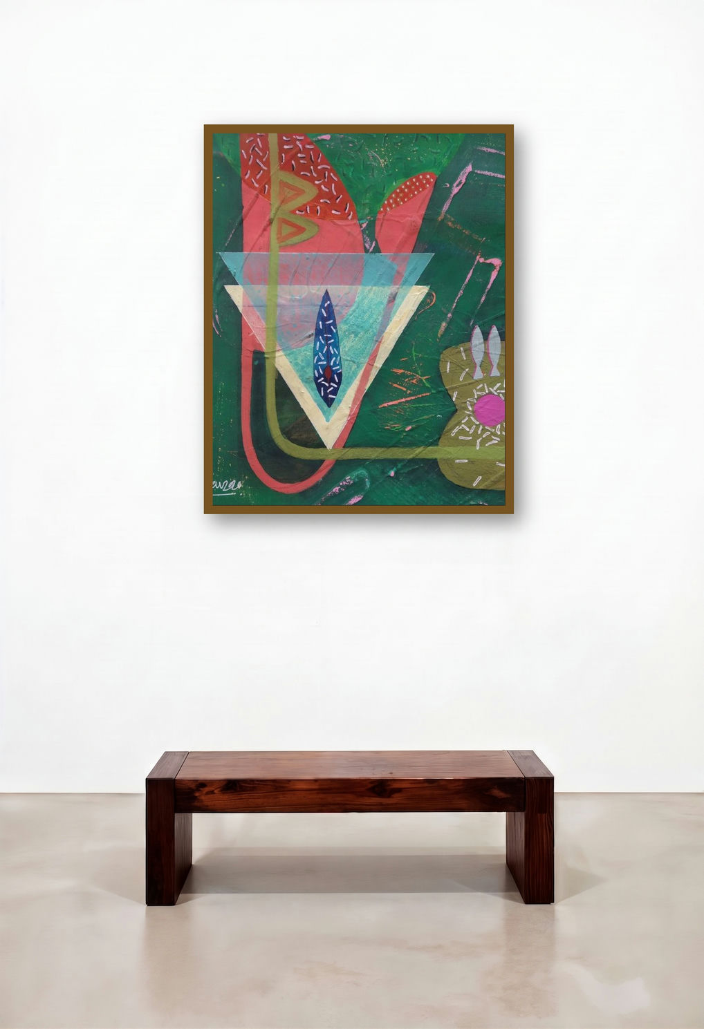 Untitled 137 (Cosmic Bloom) by artist Narendra Jatav displayed in a Industrial Family Room
