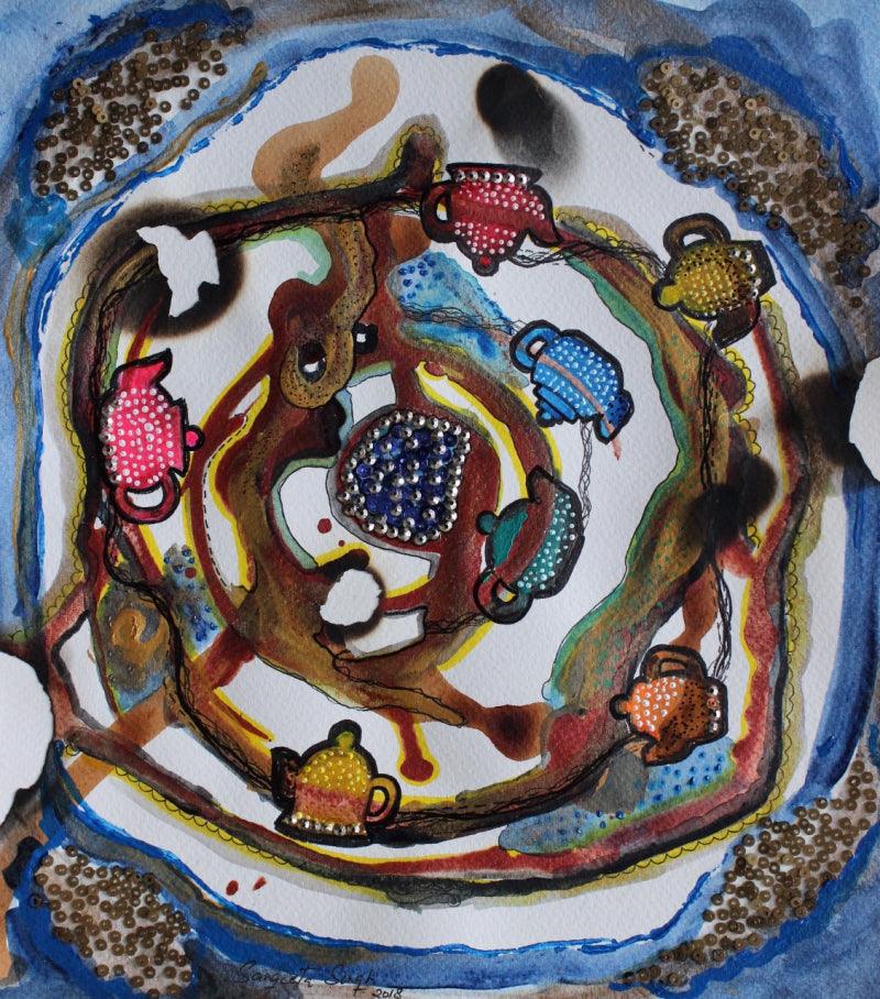 Still-life acrylic painting titled 'Untitled 137', 11x10 inches, by artist Sangeeta Singh on Paper