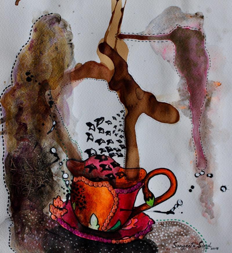 Still-life acrylic painting titled 'Untitled 138', 11x10 inches, by artist Sangeeta Singh on Paper