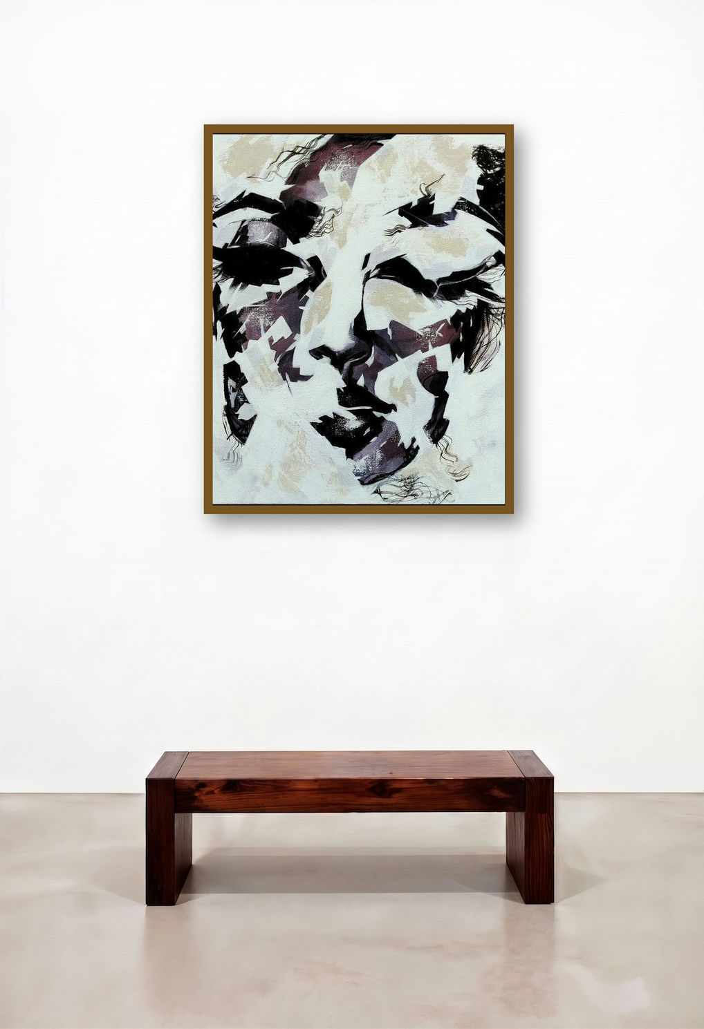 Untitled 14 (Pensive Shadows) by artist Vijay Shelar displayed in a Contemporary Luxury Library
