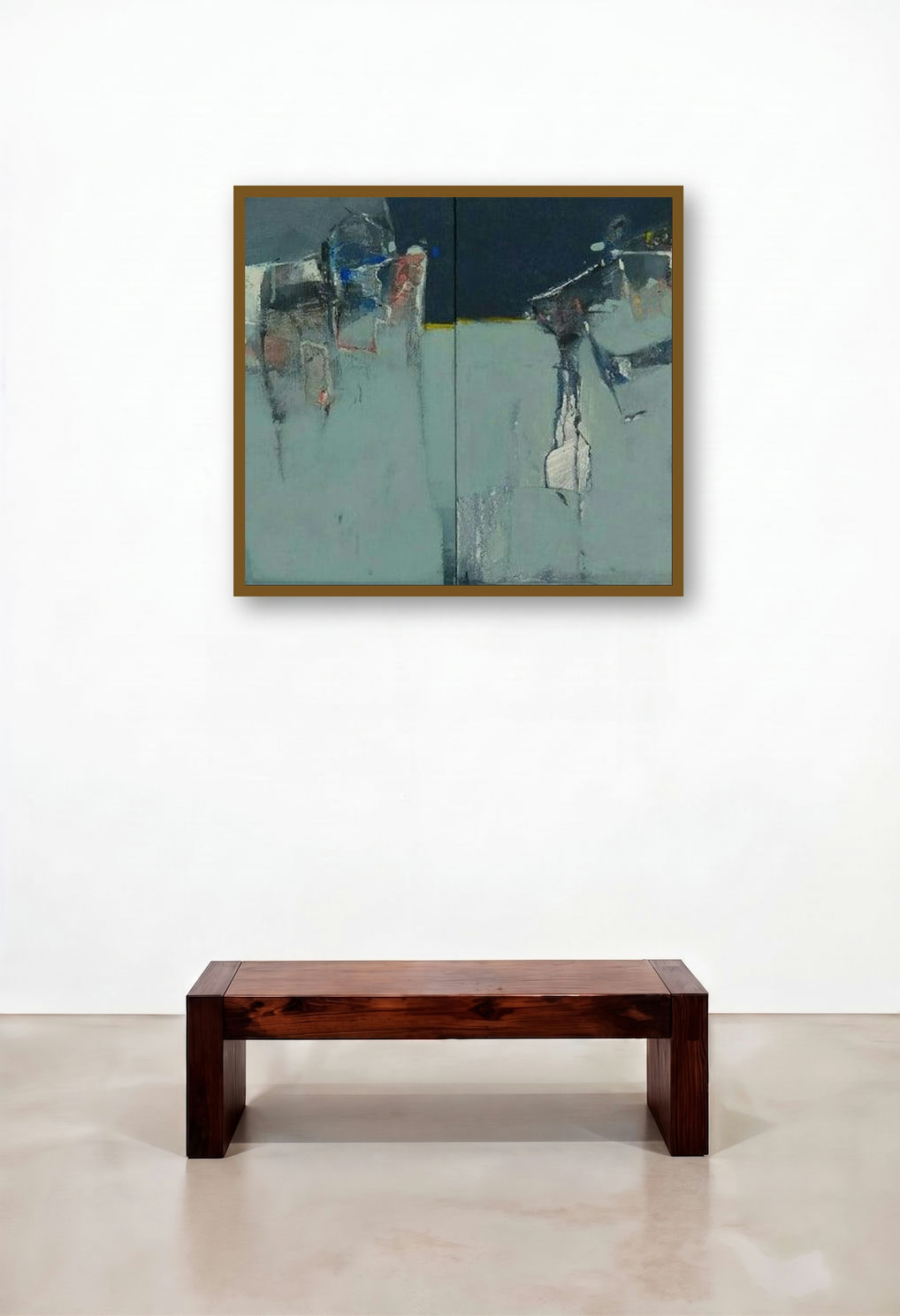 Untitled 14 (Urban Echoes) by artist Yuvraj Devkar displayed in a Contemporary Luxury Library