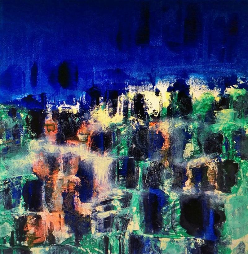 Abstract acrylic oil painting titled 'Untitled 14', 32x32 inches, by artist Vipta Kapadia on Canvas