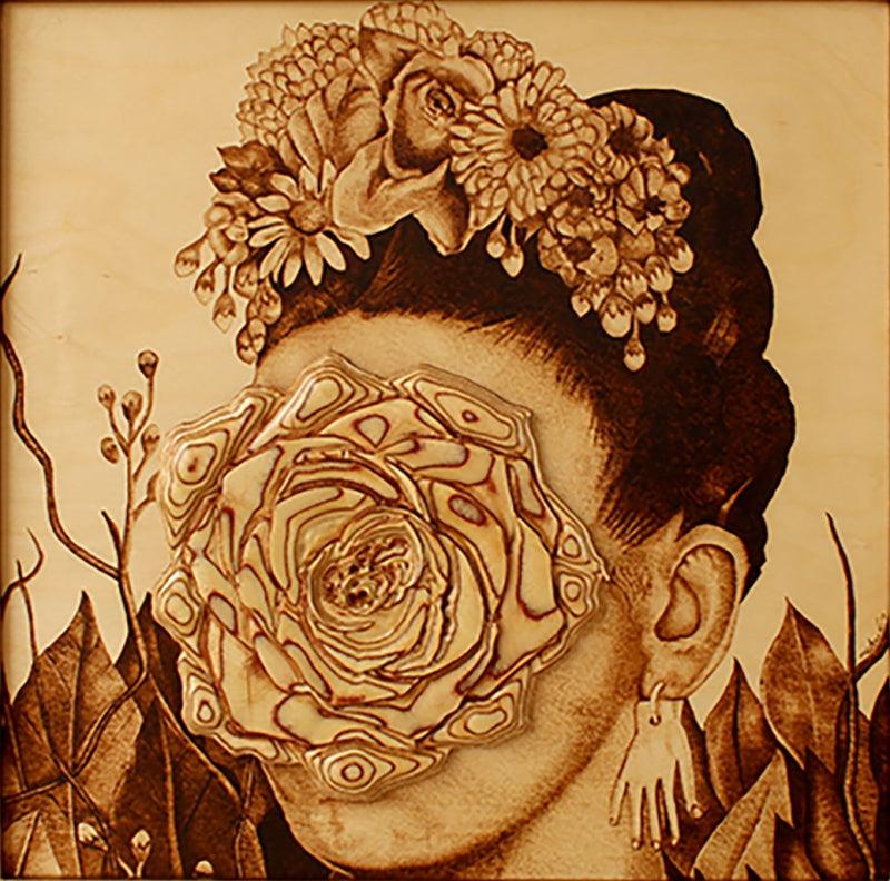 Portrait mixed media titled 'Untitled 14', 18x18 inches, by artist Mehul Rathod on Wood