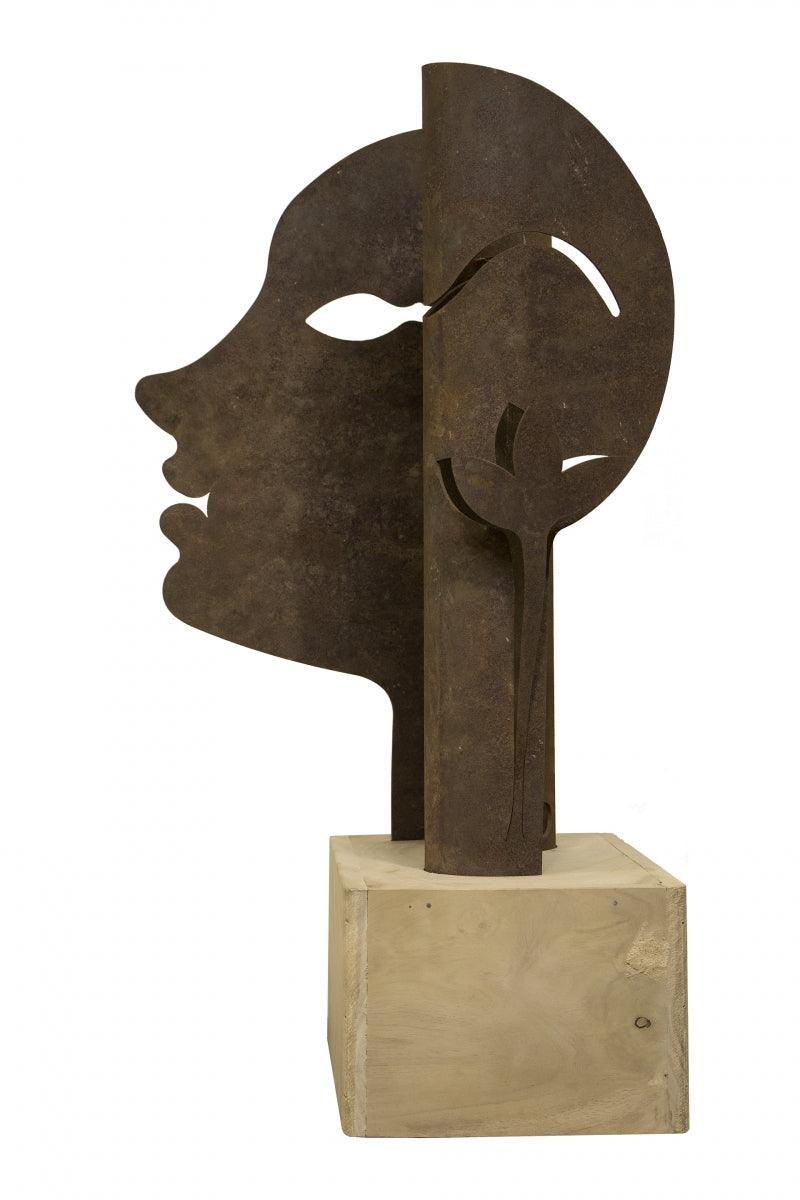 Figurative sculpture titled 'Untitled 14', 31x17x16 inches, by artist Milan Desai on Mild Steel, Wood