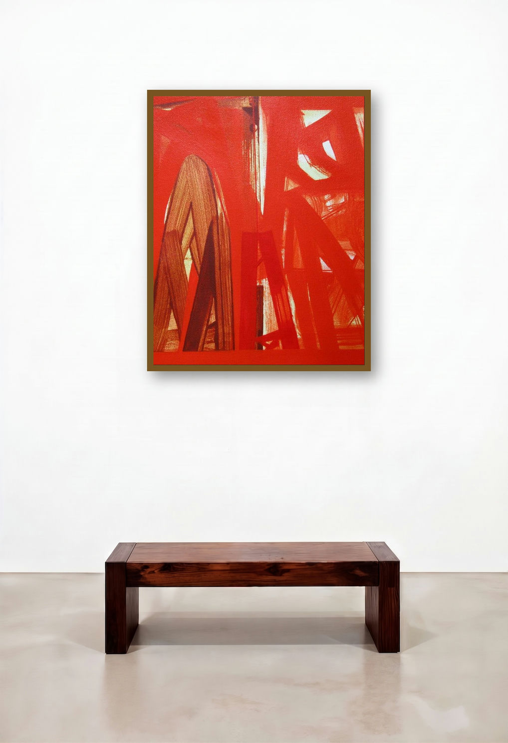 Untitled 14 (Emergence) by artist Ramesh Anand displayed in a Mid-Century Modern Living Room