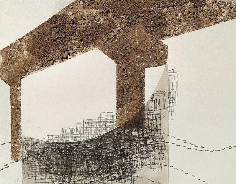 Abstract mixed media painting titled 'Untitled 14', 7x9 inches, by artist Santanu Dey on Paper