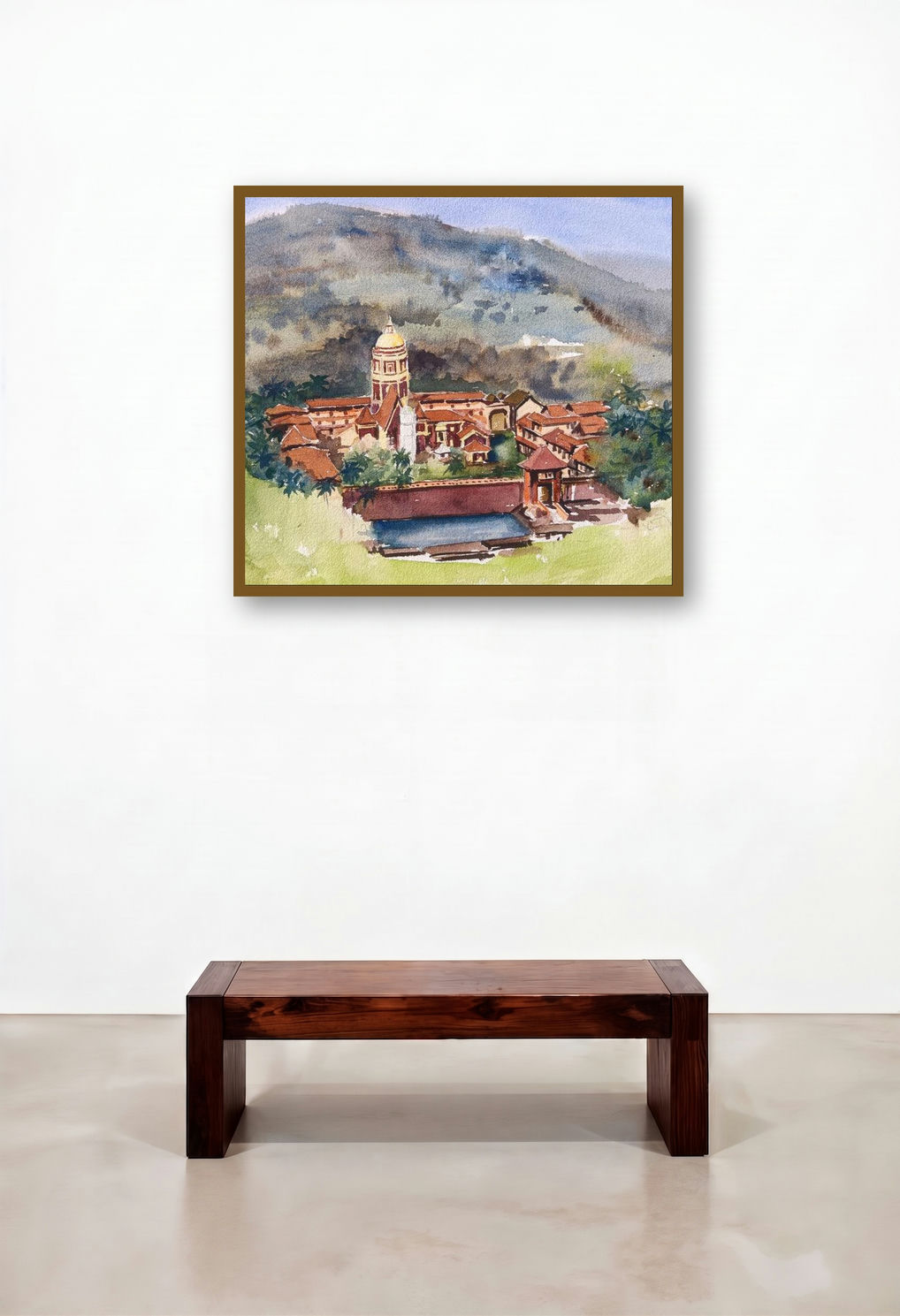 Untitled 14 (Sacred Sanctuary) by artist Sachin Revankar displayed in a Modern Bedroom