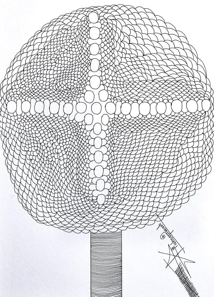 contemporary mixed media drawing titled 'Untitled 14', 17x12 inches, by artist Krishnaprakash Vasant Martand on Canson Paper