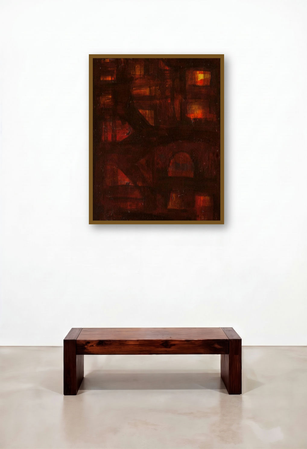 Untitled 14 (Crimson Abstraction) by artist Arvind Hate displayed in a Classic Foyer