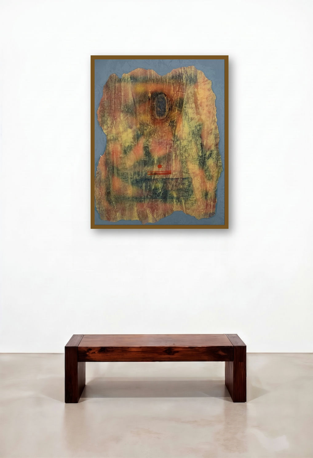 Untitled 14 (Title:Landscape painting) by artist Biplab Bijoy Dutta displayed in a Modern Library