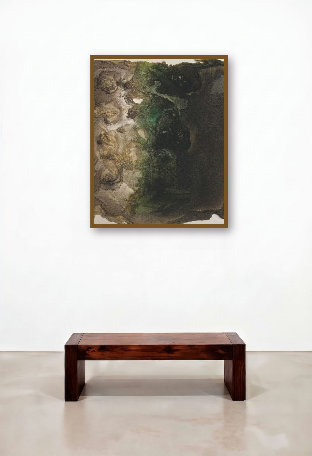 Untitled 14 (Ethereal Horizons) by artist Shilpa Nikam displayed in a Japandi Family Room
