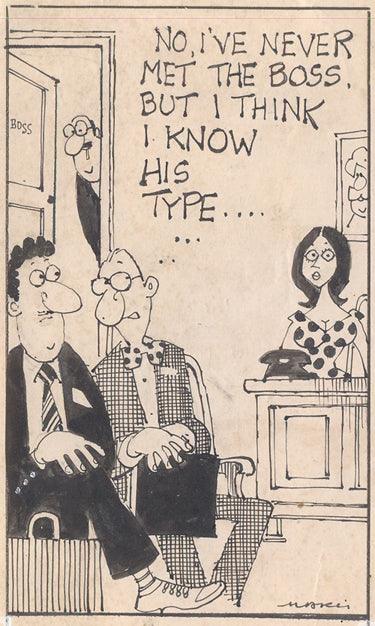 Figurative pen ink drawing titled 'Untitled 148', 5x3 inches, by artist Mario Miranda on Paper