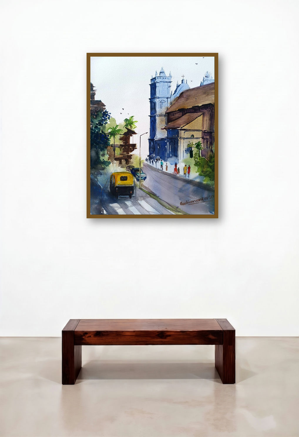 Untitled 15 (A Glimpse of Goa) by artist Sachin Revankar displayed in a Contemporary Luxury Lounge