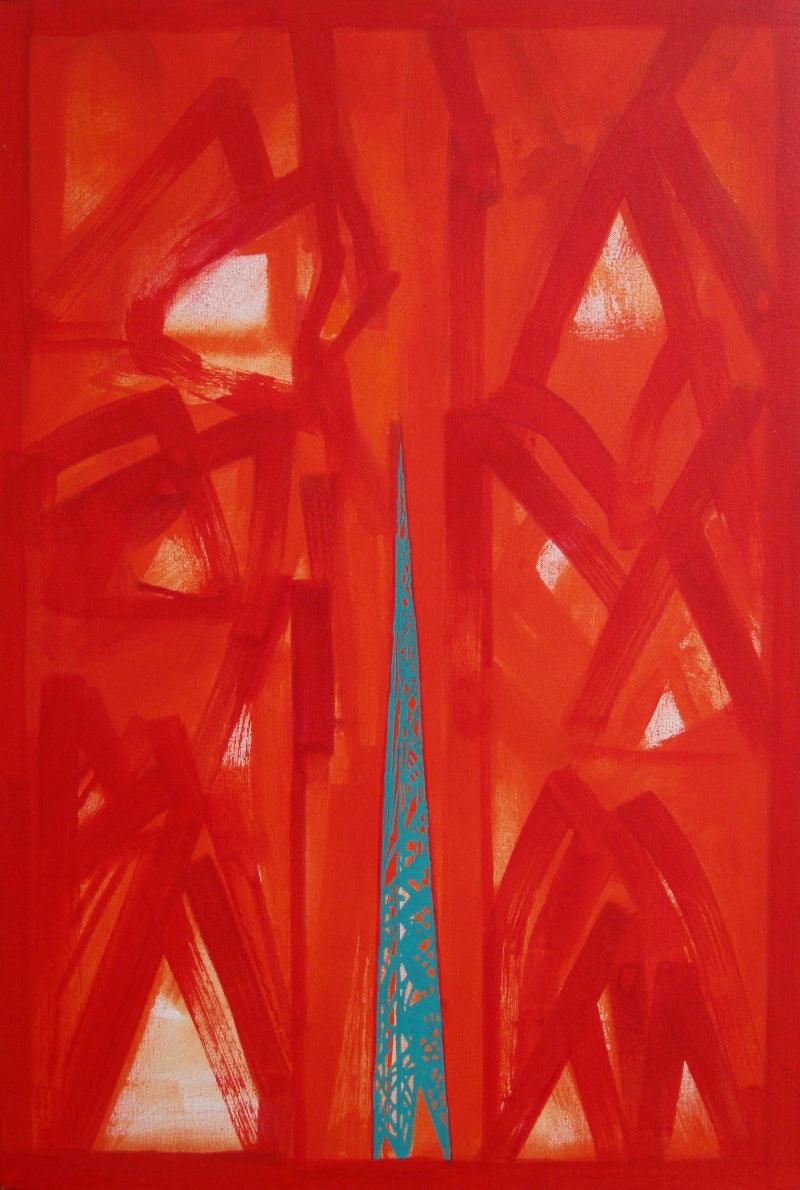 Abstract acrylic painting titled 'Untitled 15', 36x24 inches, by artist Ramesh Anand on Canvas