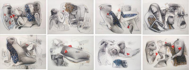 Figurative pencil drawing titled 'Untitled 15', 17x47 inches, by artist Mohammed Suleman on Paper