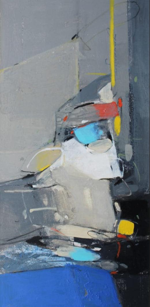 Abstract acrylic painting titled 'Untitled 15', 20x10 inches, by artist Yuvraj Devkar on Paper