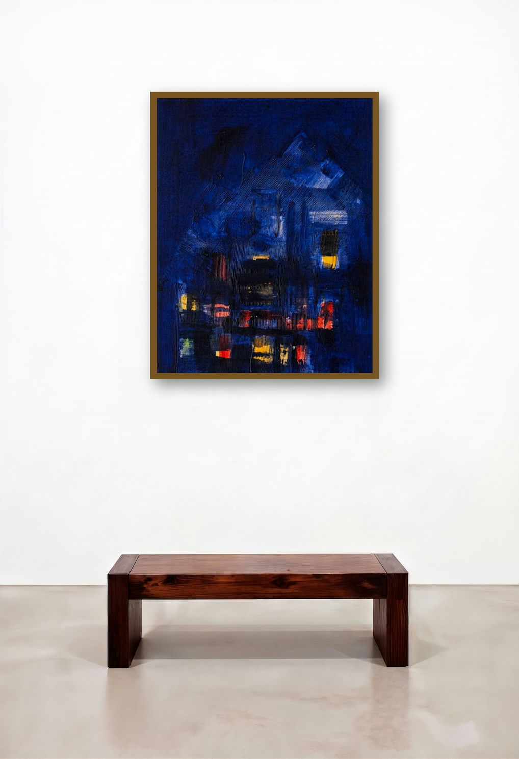 Untitled 15 (Midnight Cityscape) by artist Arvind Hate displayed in a Contemporary Library