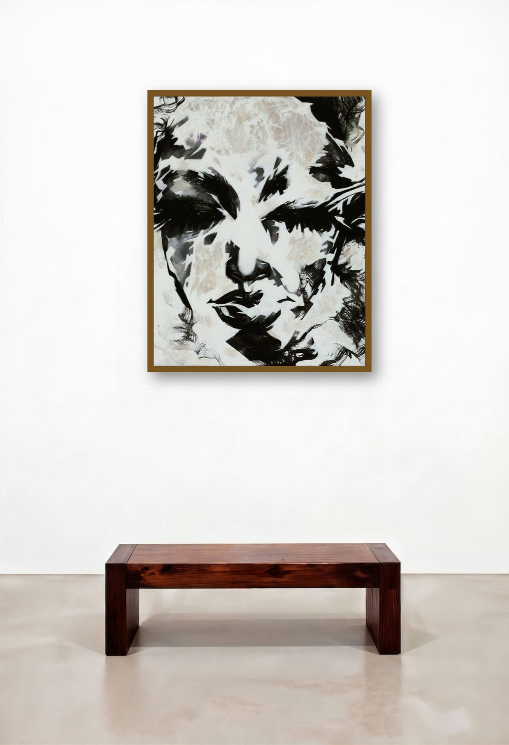 Untitled 15 (Pensive Shadows) by artist Vijay Shelar displayed in a Luxury Bedroom