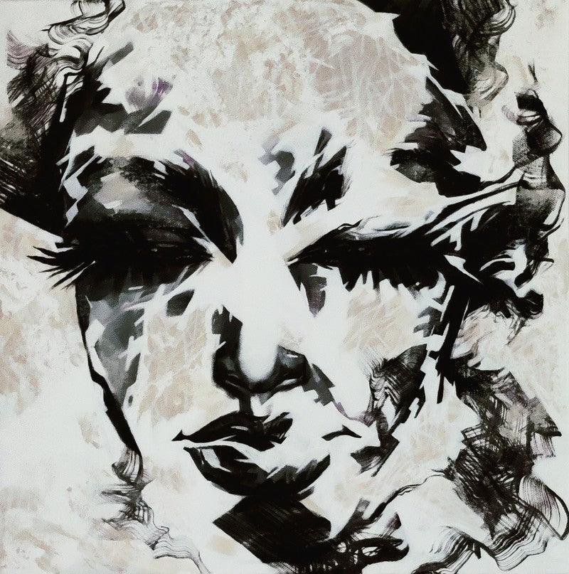 Portrait acrylic painting titled 'Untitled 15', 16x16 inches, by artist Vijay Shelar on Canvas