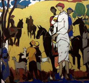 Figurative acrylic painting titled 'Untitled 15', 34x32 inches, by artist Sanjiv Sankpal on Canvas