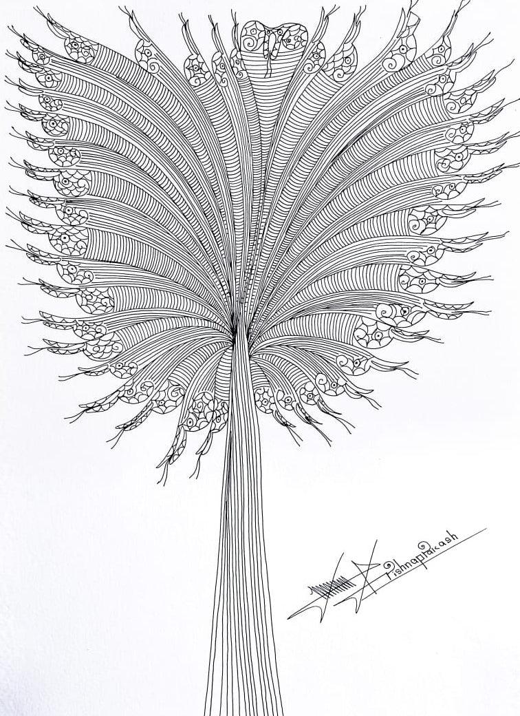 contemporary mixed media drawing titled 'Untitled 15', 17x12 inches, by artist Krishnaprakash Vasant Martand on Canson Paper