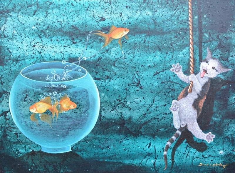 Animals acrylic painting titled 'Untitled 15', 36x48 inches, by artist Bikash Mohanta on Canvas