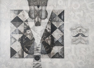 Abstract charcoal painting titled 'Untitled 151', 42x60 inches, by artist Narendra Jatav on Canvas
