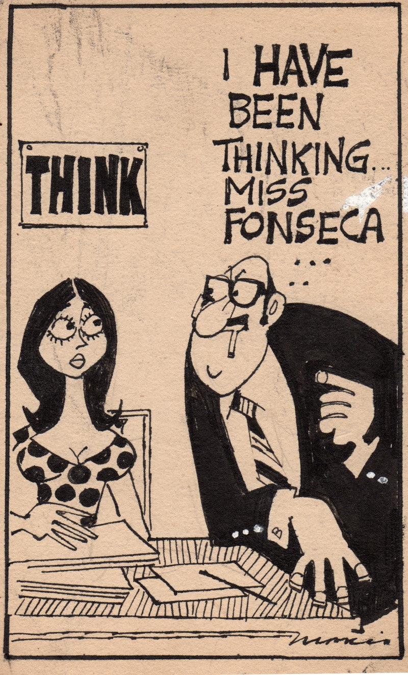 Figurative pen ink drawing titled 'Untitled 153', 5x3 inches, by artist Mario Miranda on Paper