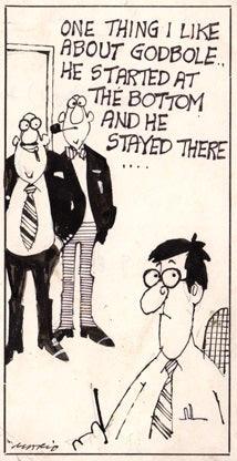 Figurative pen ink drawing titled 'Untitled 157', 6x3 inches, by artist Mario Miranda on Paper