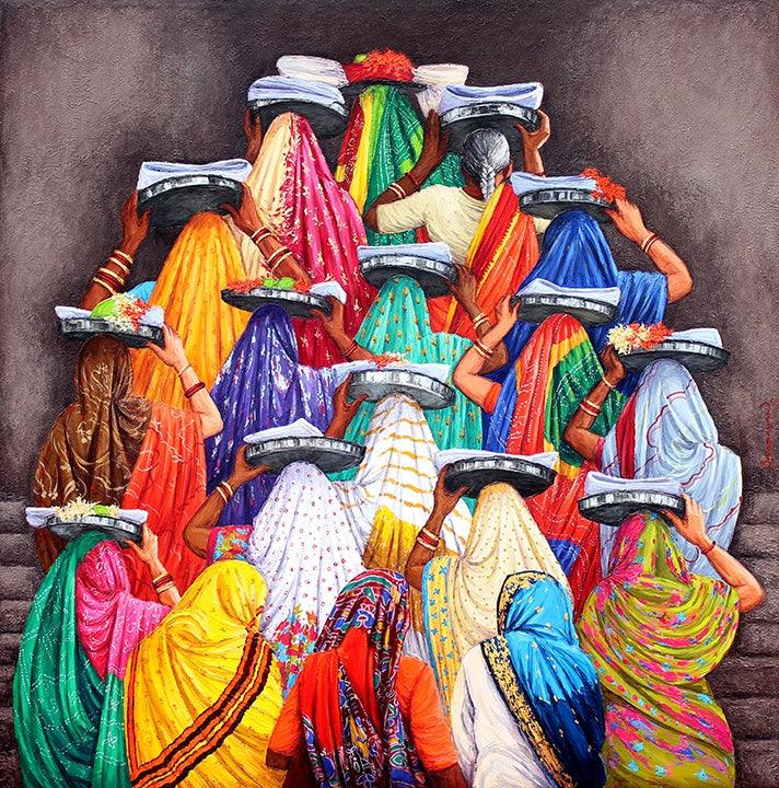 Figurative oil painting titled 'Untitled 16', 36x24 inches, by artist Siva Balan on Canvas