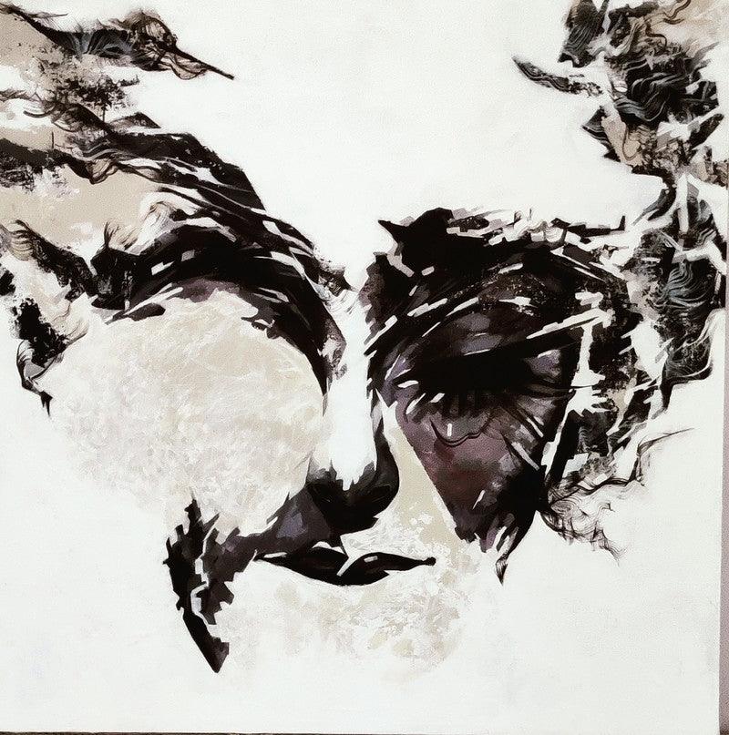 Portrait acrylic painting titled 'Untitled 16', 24x24 inches, by artist Vijay Shelar on Canvas