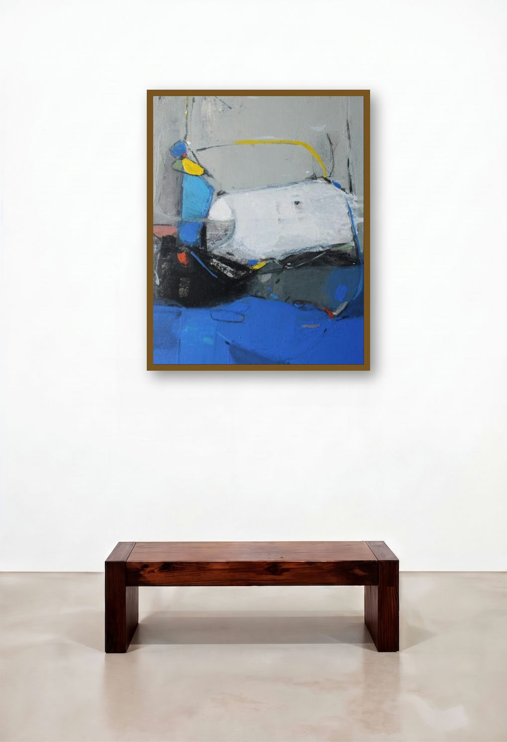 Untitled 16 (Blue Tranquility) by artist Yuvraj Devkar displayed in a Traditional Reception Area