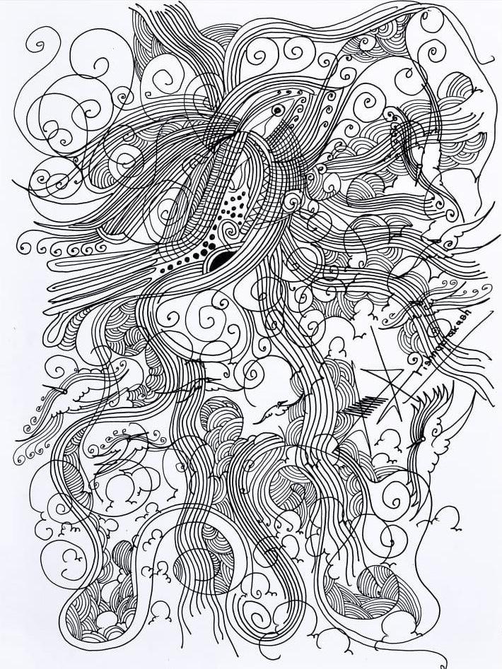 Religious mixed media drawing titled 'Untitled 16', 15x11 inches, by artist Krishnaprakash Vasant Martand on Canson Paper