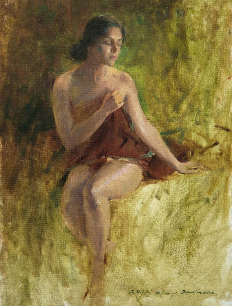 Figurative oil painting titled 'Untitled 16', 24x16 inches, by artist Dilip Dudhane on Canvas