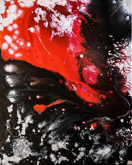 Abstract acrylic painting titled 'Untitled 16', 30x24 inches, by artist Kartikey Sharma on Canvas