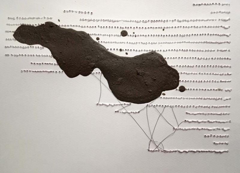 Abstract mixed media painting titled 'Untitled 17', 9x12 inches, by artist Santanu Dey on Paper